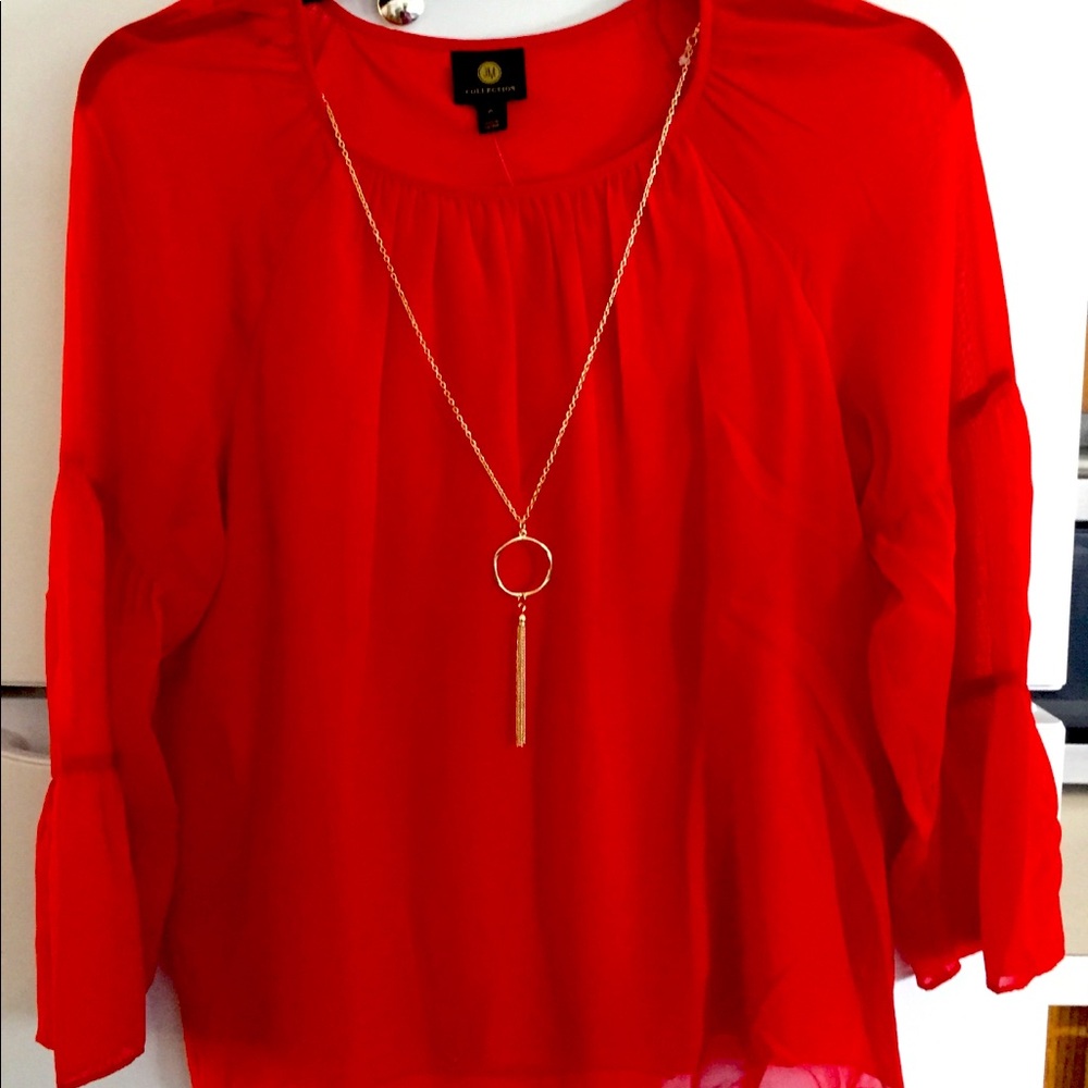 JMcollection red blouse + necklace